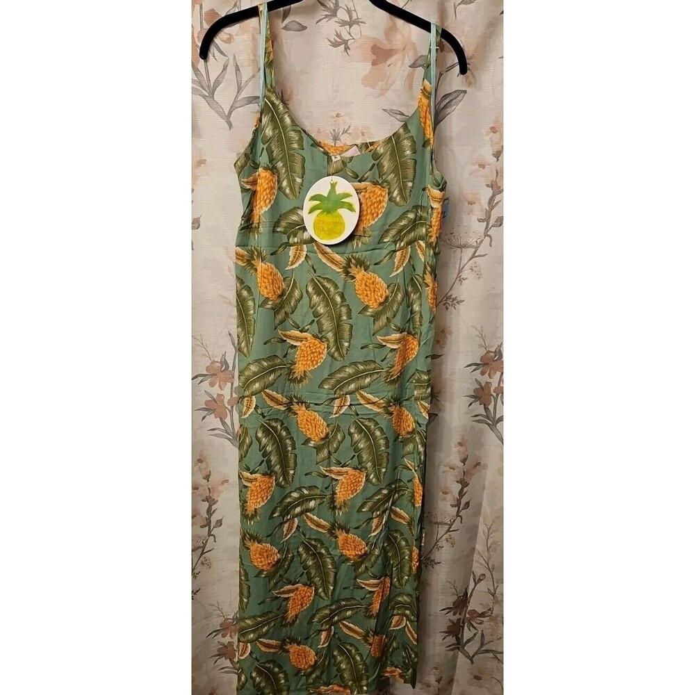 Vintaage NWT Pineapple Passion Hawaiian Beachy Summer Tropical Maxi Dress SZ XL